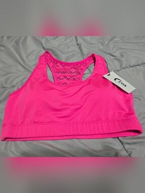 ZYIA Bright Pink Lace-Back Sports Bra